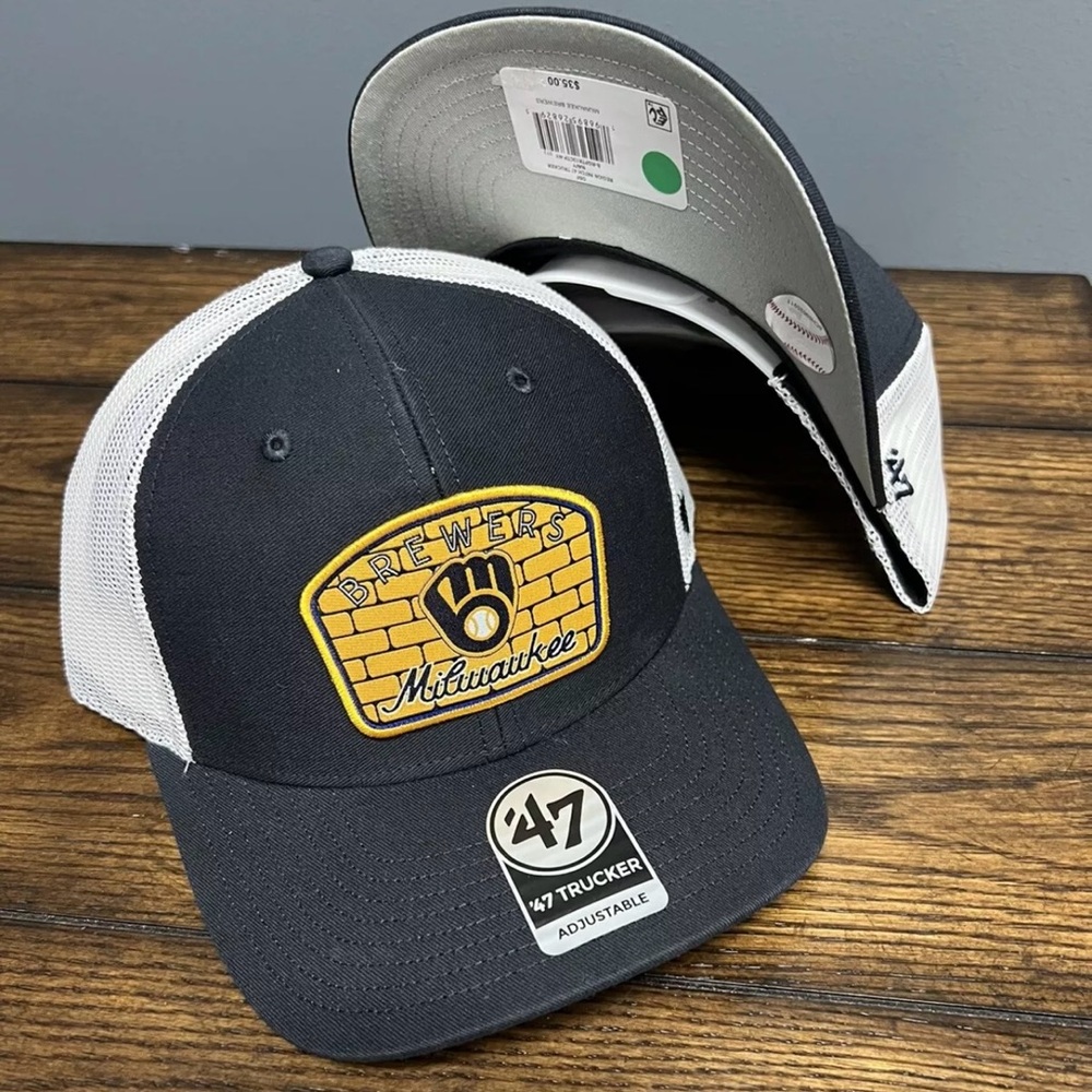 '47 Brand Adult Milwaukee Brewers Navy Pitch Adjustable Trucker Hat - SIZE: OSFA